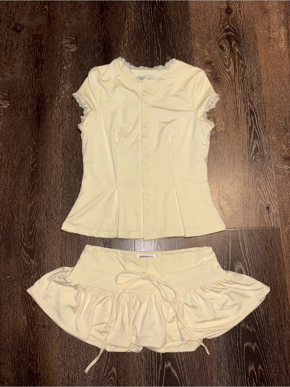 Peppermayo Cream Mini Skort Set with Ruffle Hem - Picture 3 of 5